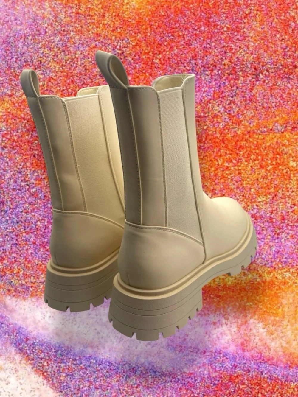 ASOS Off White Lug-Sole Chelsea Ankle Boots Size 7